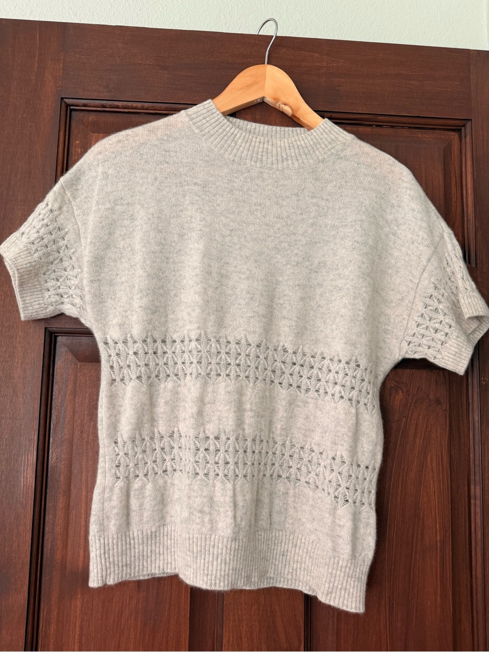 Cashmere Gray Knit Sweater - short sleeve